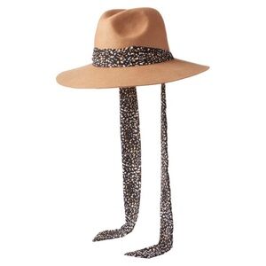 Open Edit Scarf Strap Wool Panama Hat in Camel Combo One Size NWT